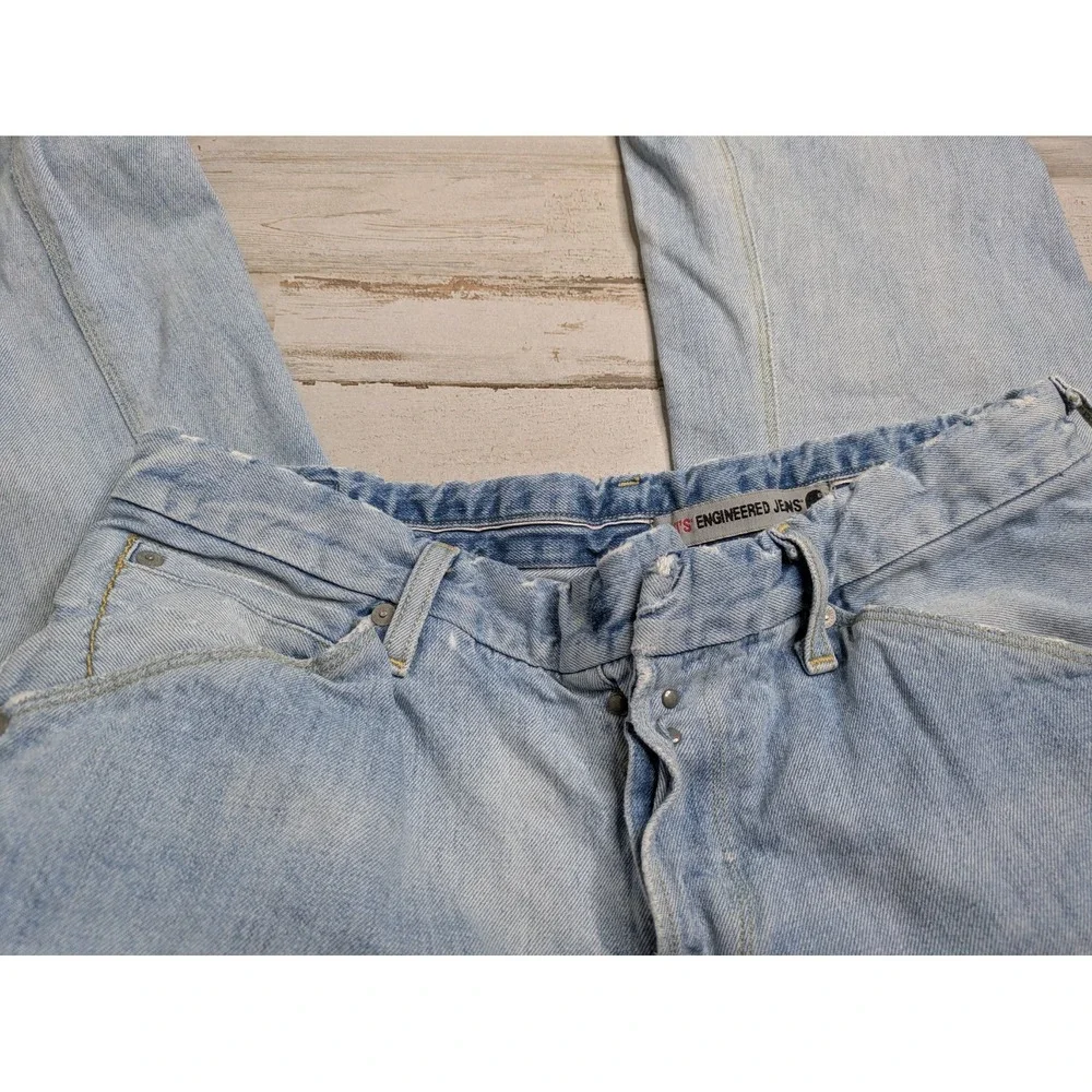 Vintage Levi's Engineered Twisted Jeans 34 (32x34) Hook Fastener Distressed Y2K